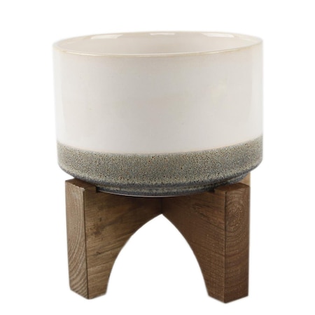 Conservatorio 7' Lava Ceramic on Wood Stand, Grey CO2965329